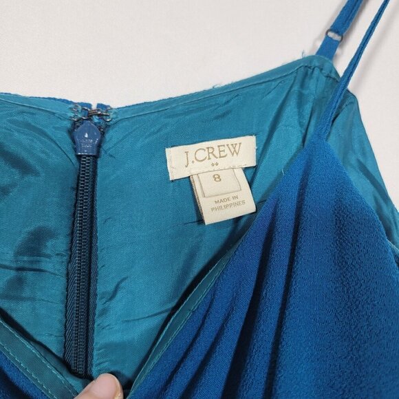 J Crew Women's Sheath Style Pebble Crepe Textured Dress Teal Blue Size 8 - Picture 9 of 15